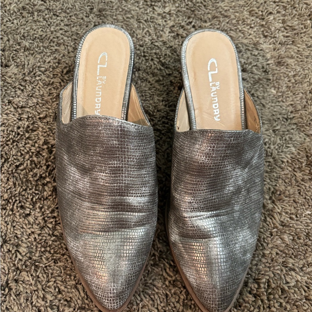 CL by Laundry Metallic Textured Mules